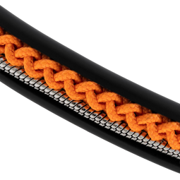 Bracelet en acier, caoutchouc et cordon orange