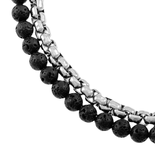 Bracelet en acier et pierres synthétiques