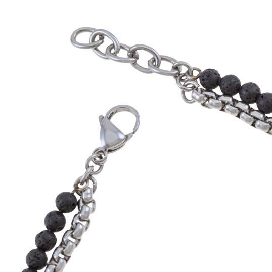 Bracelet en acier et pierres synthétiques