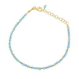 Bracelet en argent doré et perles synthétiques bleues