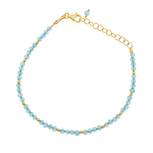 Bracelet en argent doré et perles synthétiques bleues