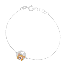 Bracelet en argent rhodié et laque, ourson 
