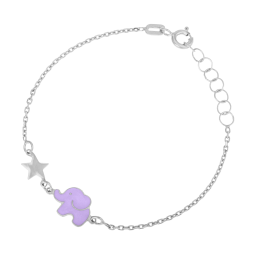 Bracelet en argent rhodié et laque éléphant