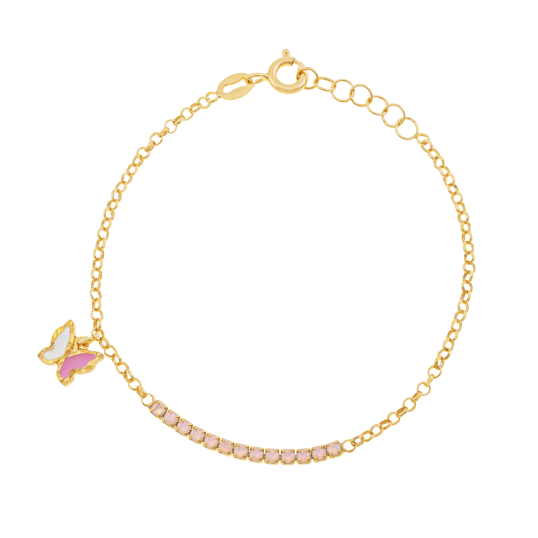 Bracelet en argent doré, laque et oxydes de zirconium