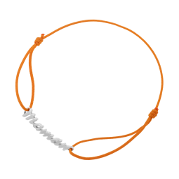 Bracelet en argent rhodié et cordon orange, Maman