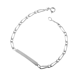 Identité en argent, plaque rectangle et maille cheval alternée 1-1