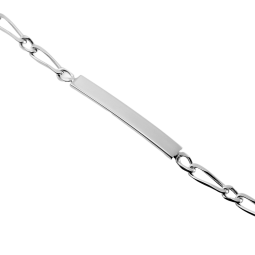 Identité en argent, plaque rectangle et maille cheval alternée 1-1