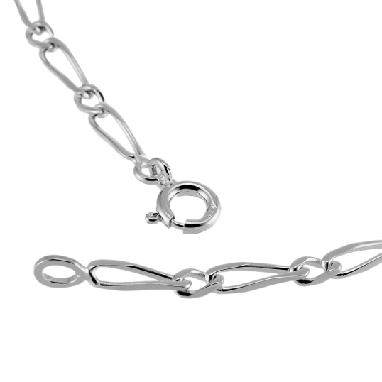 Identité en argent, plaque rectangle et maille cheval alternée 1-1