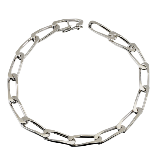 Bracelet en argent rhodié maille cheval