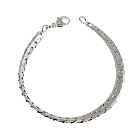 Bracelet en argent rhodié maille anglaise