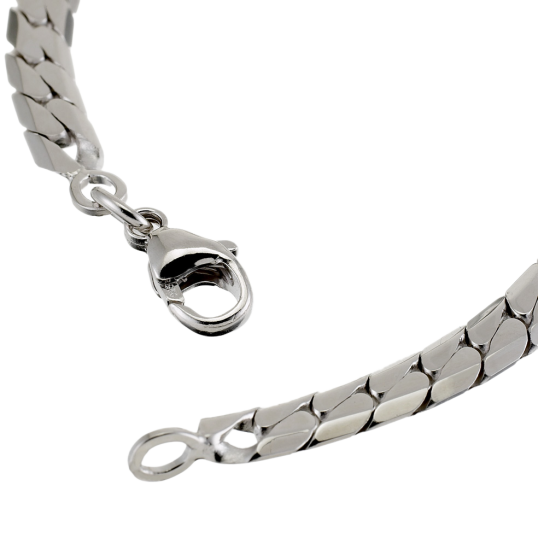 Bracelet en argent rhodié maille anglaise