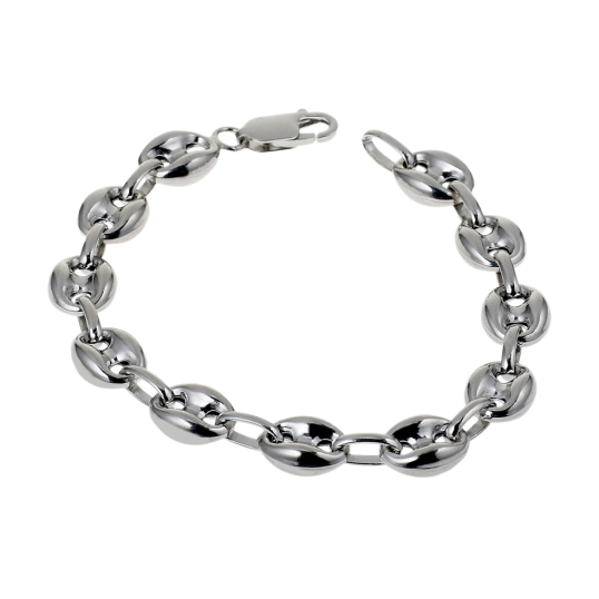 Bracelet en argent rhodié maille grain de café