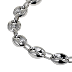 Bracelet en argent rhodié maille grain de café