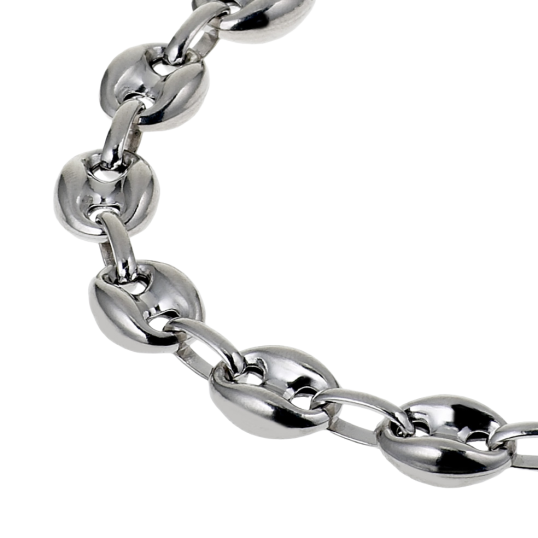 Bracelet en argent rhodié maille grain de café