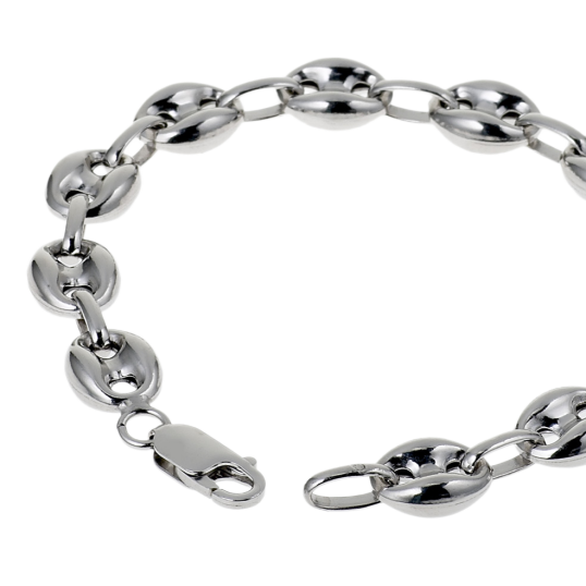 Bracelet en argent rhodié maille grain de café