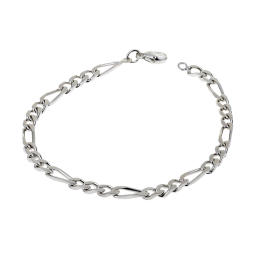 Bracelet en argent rhodié, maille cheval alternée 1-3