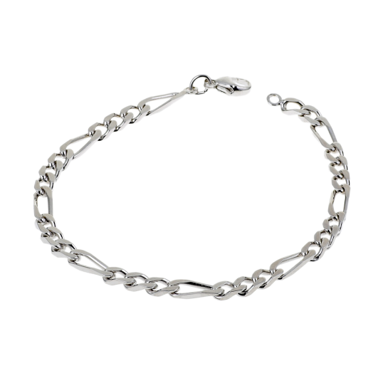 Bracelet en argent rhodié, maille cheval alternée 1-3