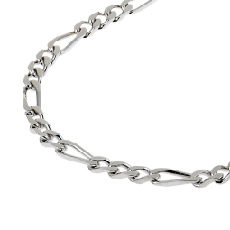 Bracelet en argent rhodié, maille cheval alternée 1-3