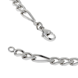 Bracelet en argent rhodié, maille cheval alternée 1-3