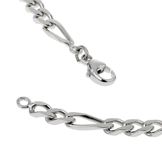 Bracelet en argent rhodié, maille cheval alternée 1-3