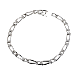 Bracelet en argent rhodié maille cheval alternée 1-1