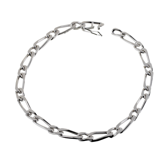 Bracelet en argent rhodié maille cheval alternée 1-1 Bracelet en argent rhodié maille cheval alternée 1-1