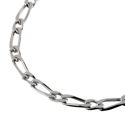 Bracelet en argent rhodié maille cheval alternée 1-1