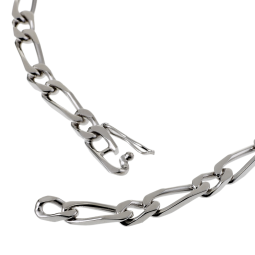 Bracelet en argent rhodié maille cheval alternée 1-1