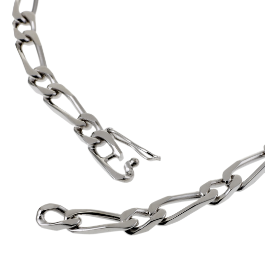 Bracelet en argent rhodié maille cheval alternée 1-1 Bracelet en argent rhodié maille cheval alternée 1-1