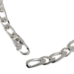 Identité en argent, plaque rectangle 7 mm et maille cheval alternée 1-1