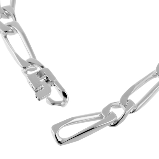 Identité en argent, plaque rectangle 7 mm et maille cheval alternée 1-1