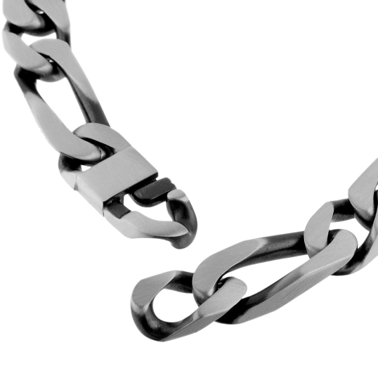 Identité en argent noirci, plaque rectangle 9,5 mm et maille cheval alternée 1-1