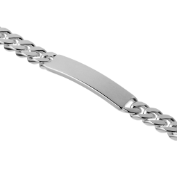 Identité en argent , plaque rectangle 8 mm et maille gourmette