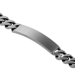 Identité en argent noirci, plaque rectangle 9 mm et maille gourmette