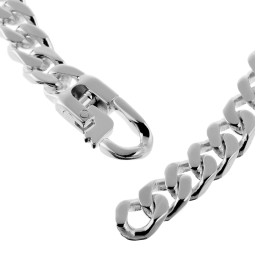 Identité en argent, plaque rectangle 6,4 mm et maille gourmette