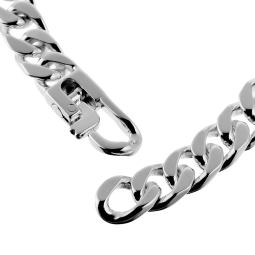 Identité en argent, plaque rectangle 7 mm et maille gourmette