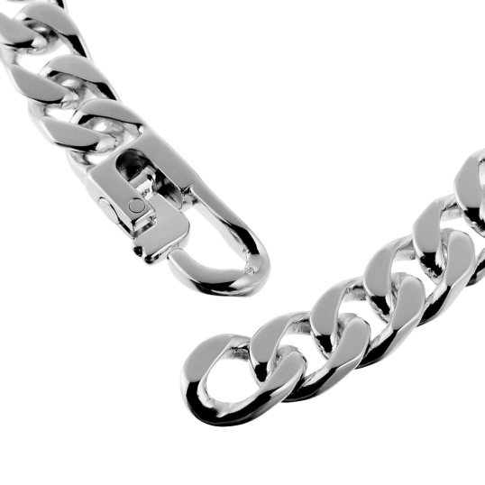 Identité en argent, plaque rectangle 7 mm et maille gourmette