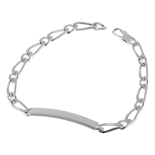 Identité en argent, plaque 5 mm et maille cheval alternée 1-1 Identité en argent, plaque 5 mm et maille cheval alternée 1-1