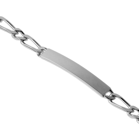 Identité en argent, plaque 5 mm et maille cheval alternée 1-1 Identité en argent, plaque 5 mm et maille cheval alternée 1-1