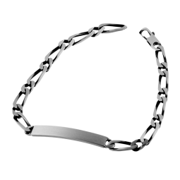Identité en argent vieilli, plaque rectangle 5 mm et maille cheval alternée 1-1