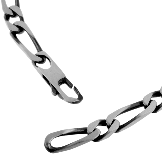 Identité en argent vieilli, plaque rectangle 5 mm et maille cheval alternée 1-1