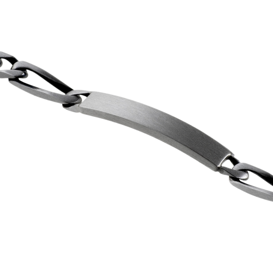 Identité en argent vieilli, plaque rectangle 6,3 mm et maille cheval alternée 1-1 Identité en argent vieilli, plaque rectangle 6,3 mm et maille cheval alternée 1-1