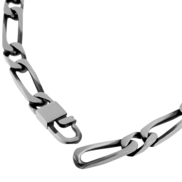 Identité en argent vieilli, plaque rectangle 6,3 mm et maille cheval alternée 1-1