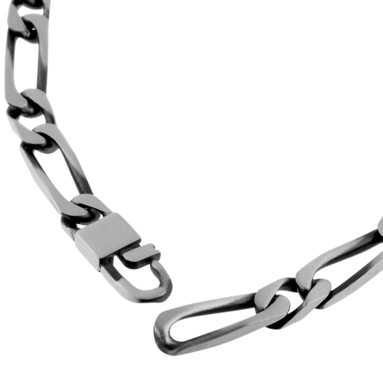 Identité en argent vieilli, plaque rectangle 6,3 mm et maille cheval alternée 1-1 Identité en argent vieilli, plaque rectangle 6,3 mm et maille cheval alternée 1-1