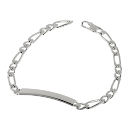 Identité en argent, plaque rectangle 5 mm et maille cheval alternée 1-2