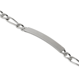 Identité en argent, plaque rectangle 5 mm et maille cheval alternée 1-2