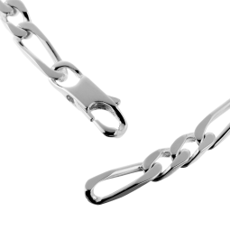 Identité en argent, plaque rectangle 5 mm et maille cheval alternée 1-2