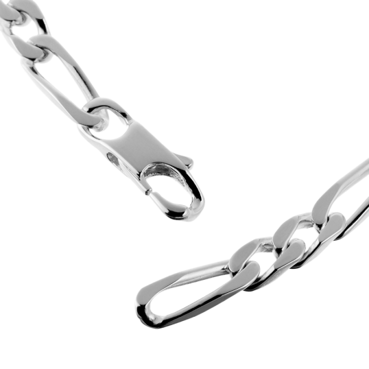 Identité en argent, plaque rectangle 5 mm et maille cheval alternée 1-2