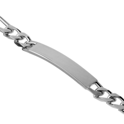 Identité en argent, plaque rectangle 6,5 mm et maille cheval alternée 1-2