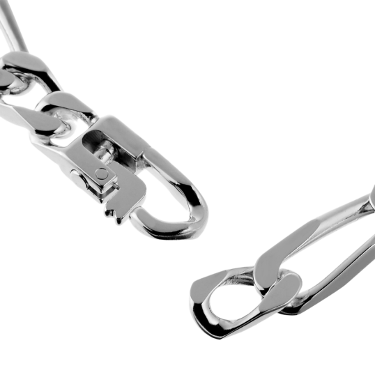 Identité en argent, plaque rectangle 6,5 mm et maille cheval alternée 1-2